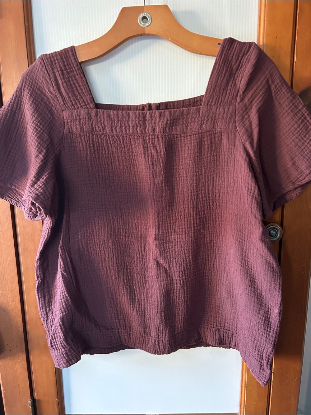 Madewell Square Neck Gauze Top in Plum